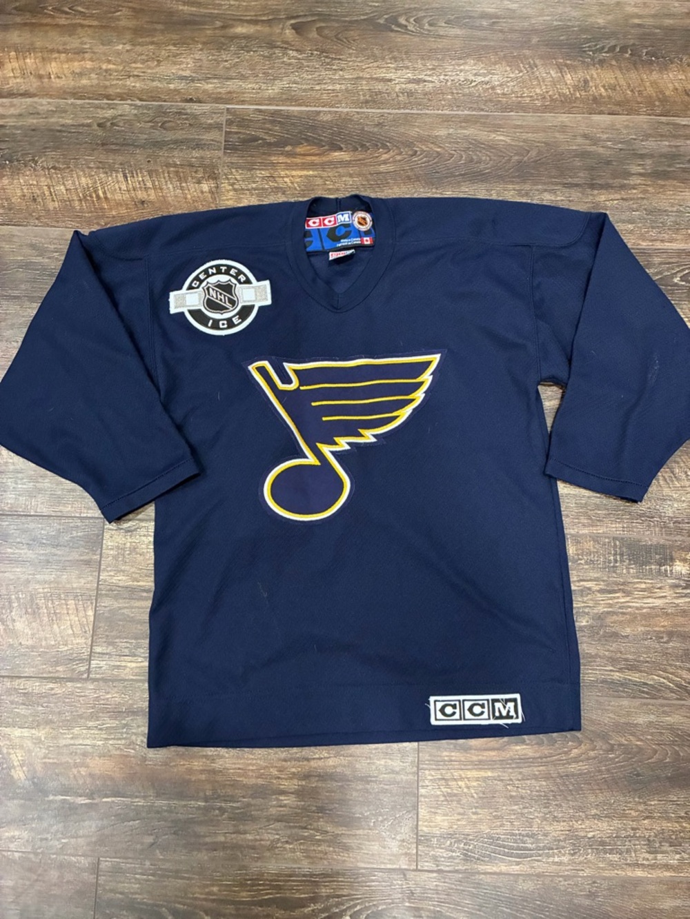 CCM Navy and Blue Boys Hockey Tee with NHL Patch